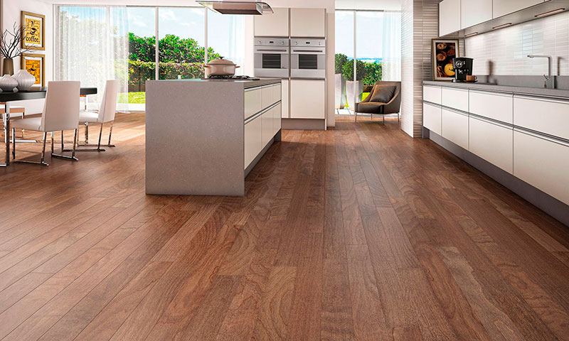 Piso vinílico em cozinha integrada